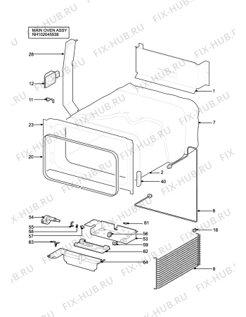 Взрыв-схема плиты (духовки) Electrolux EDB876BUL - Схема узла H10 Main Oven Cavity (large)